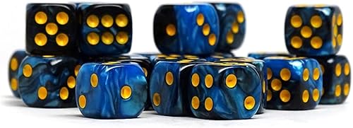 Miniatura 9 de Paquete de 25 dados D6 de 0.472 pulgadas, colección a juego de 6 dados con pips (sol ardiente)