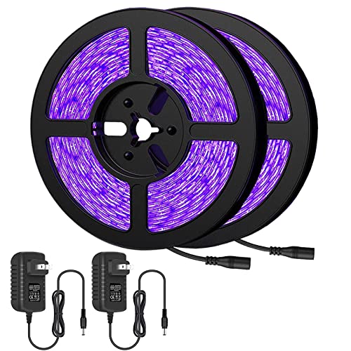 Goliseen 32.8ft LED Black Strip Light Set,600 Units Lamps,12V Flexible Blacklight Fixtures,10m LED Ribbon for Indoor Glow Party,Body Paint,Stage Lighting,Halloween