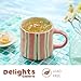 DELIGHTS GALORE Striped Ceramic Coffee Mugs Set of 2, Pink and Green Stackable Stoneware Mugs for Morning Coffee, Tea & Cocoa, 12oz Dishwasher & Microwave Safe Mug Gift Set for Home & Office