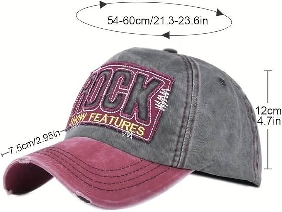 Valkyrie Rock Vintage Trucker Hat Adjustable Vintage Black Red with Unisex Metal Buckle