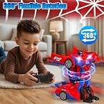 Spider Transformable Remote Control Car for 4-7 Year Old Kids, 2.4GHz RC Car with Two-Tone Lights, 360° Fast Rotation, One-Click Transformation, Toys for