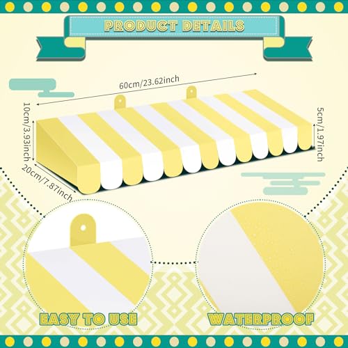 Image of Boao 4 Pcs 3D Cardboard Awning Decor,Yellow and White,Striped Style