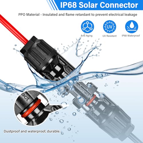 Solar Crimpzange Set für 2.5/4/6mm² PV Kabel,14 Paar Kabelstecker,12 Paar Männlich/Weiblich Stecker und 2 Schraubenschlüssel… – Ansicht 4