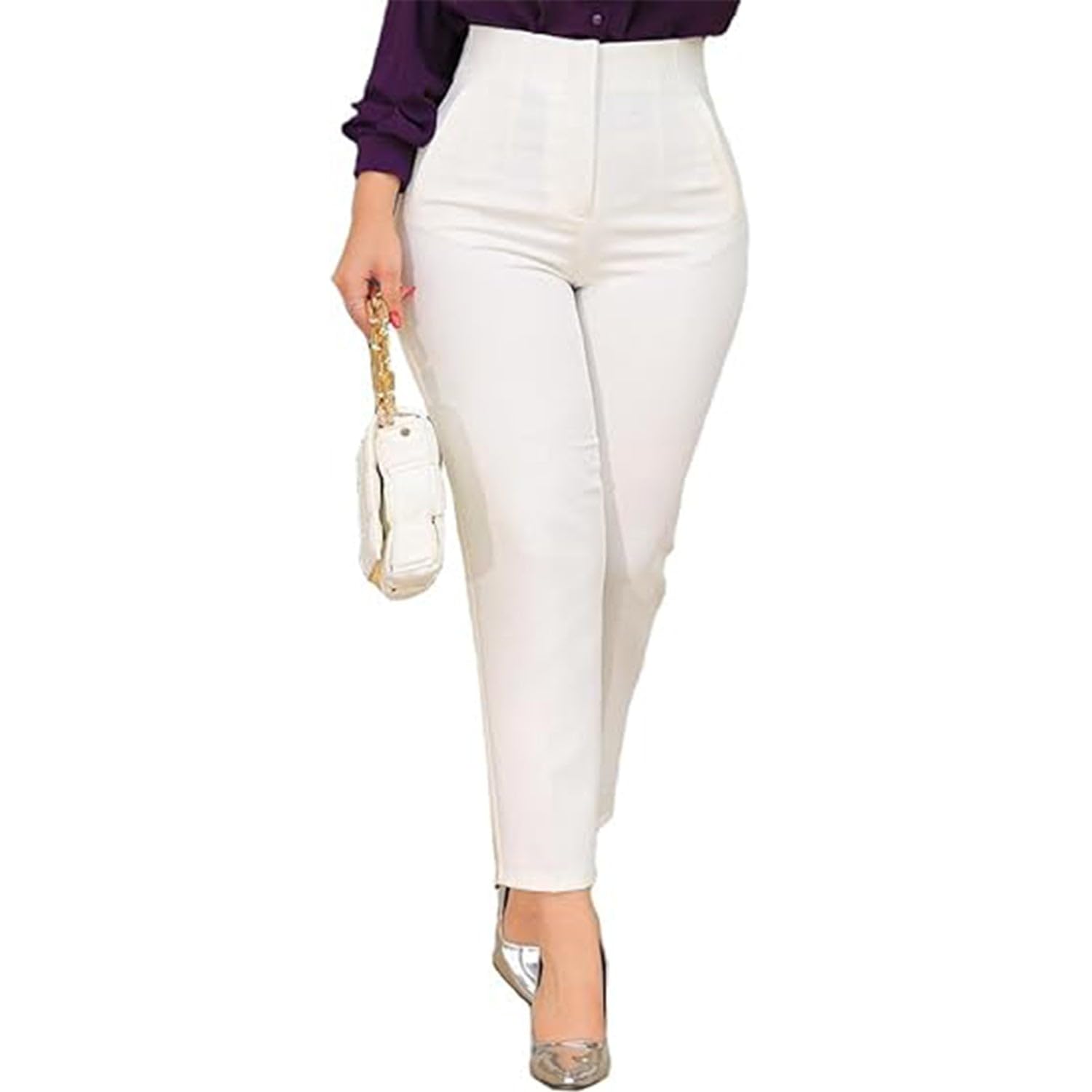 Womens High Waisted Pants 2025 Trendy Pleated Straight Leg Dress Pant Business Work Casual Trousers with Pockets Size