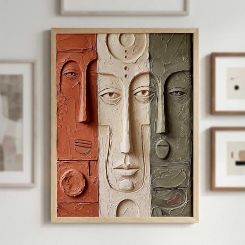 Image of kotart Relief Face Wall Art - Modern Abstract Portrait Sculpture,| Aesthetic Paintings With Frame For Living Room Bed Room Hotel Wall Decor Digital Reprint (13x17 inch)