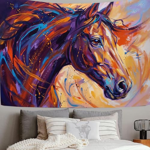 Tapisserie murale tête cheval abstraite effet peinture à l'huile haut de gamme