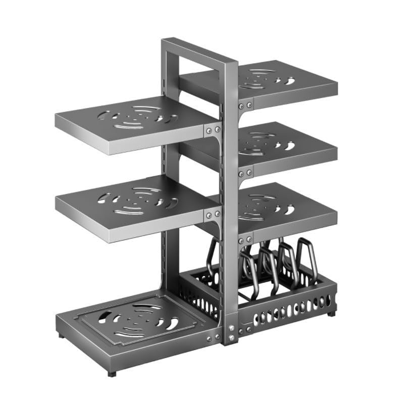 GELIMY 7 Adjustable Tiers Pots and Pans Organizer for Cabinet, Table Heavy Duty Pot Pan Rack under Sink Organizers and Storage Kitchen Cabinet Organizer Rack GERY