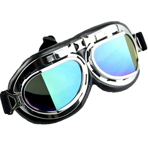 Motorcycle Goggles Vintage Pilot Style Cruiser Scooter Goggle Outdoor Sand Goggles Bike Racer Cruiser Touring Eyewear For Half Helmet (Colorful) #TOP1
