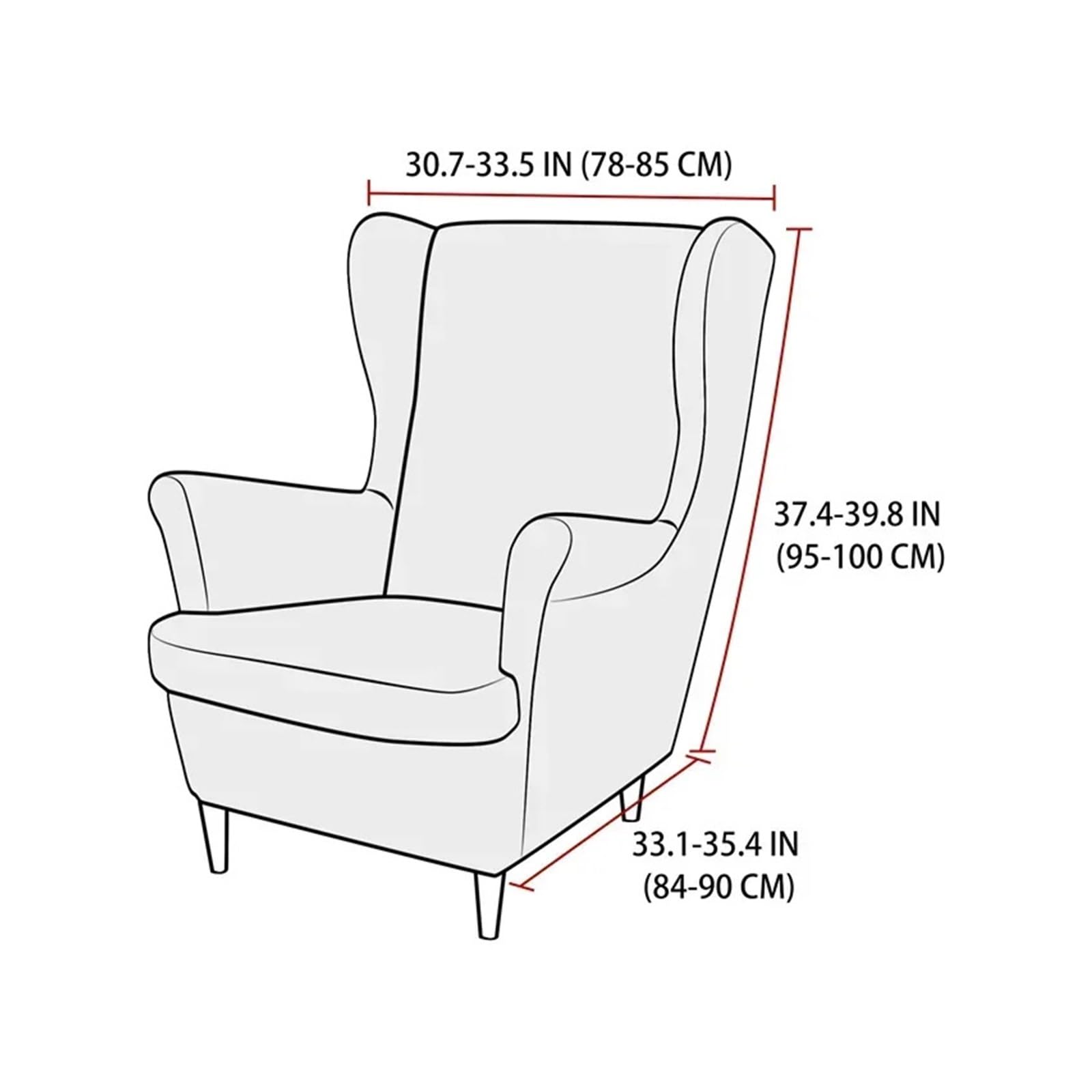 Wingback-Stuhlbezug Ohrensesselbezug, Stretch-Bezüge for Ohrensessel, einfarbig, Relax-Sofa-Schonbezüge mit Sitzkissenbezug(B14 Footstool Cover)