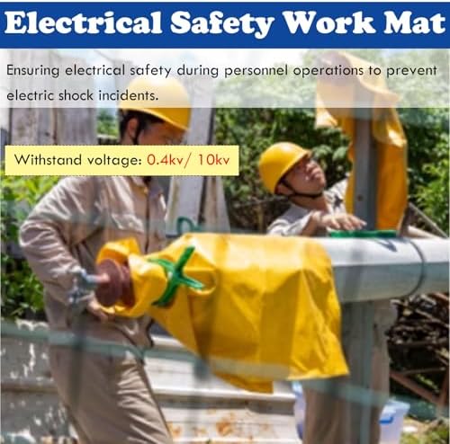 High Voltage Insulation Blanket - Portable Electrical Safety Mat Kit with Clamps for Substations & Power Plants, Durable Resin Cover, 0.4kV, 800x1000mm (31.5x39.4in)