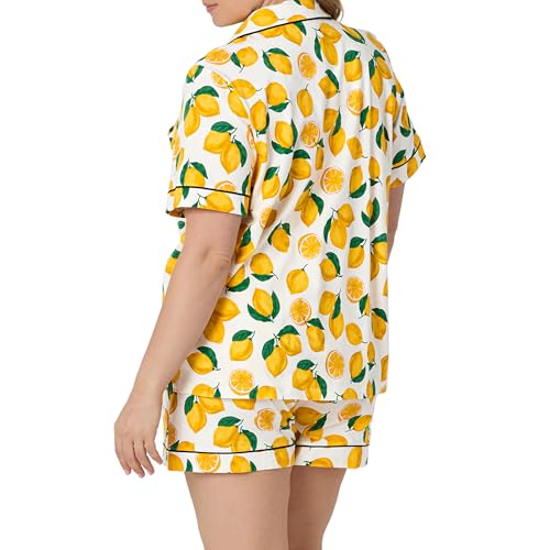 Image of Bed Head PJs Womens Matching Pajamas - Soft Organic Short Sleeve Button Down PJ Shirt & Shorts Set - Sleepwear & Loungewear