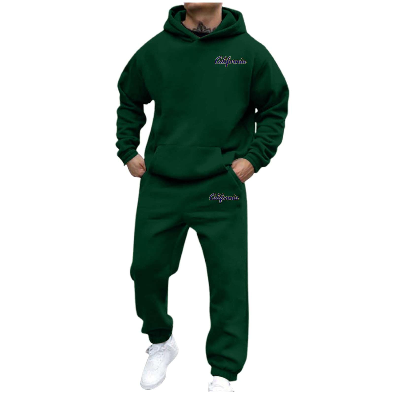 Mens 2 Piece Jacquard Sweatsuit Solid Color Letter Print Long Sleeve Pullover Sweatshirt 2024 Sweatpants Sweatsuit Set