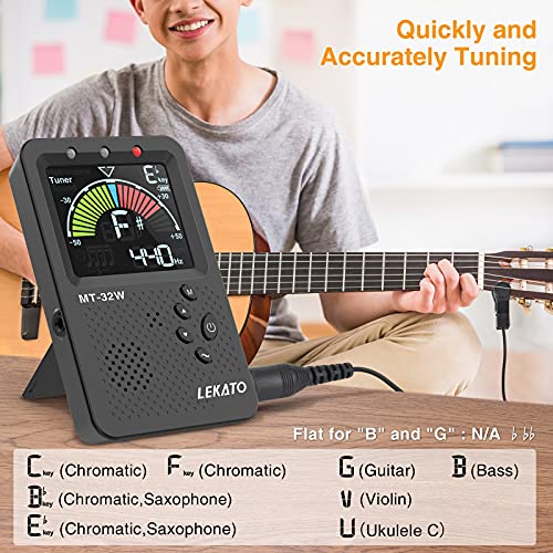 Lekato Metronome Tuner, Rechargeable 3 In 1 Digital Metronome Tuner Tone Generator With Human Voice Beat For All Instruments - Guitar, Bass, Violin, Ukulele Chromatic Multifunction Tuner (Black) #TOP6