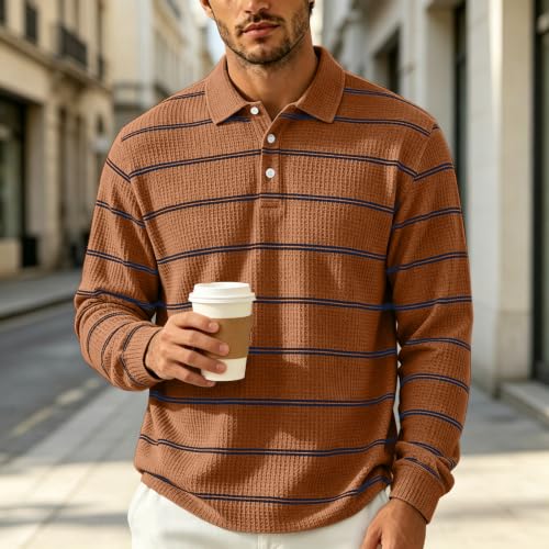 Mens Rugby Shirt Button Collared Henley Mens Polo Long Sleeve - image 2
