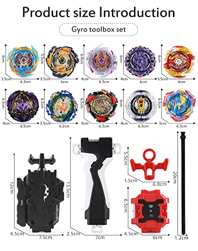 Fgfxl 0483TY@AMFSX Battling Top Set, Burst Gyro Toys 10 Spinning Tops 2 Launchers Combat Battling Game thumb #7