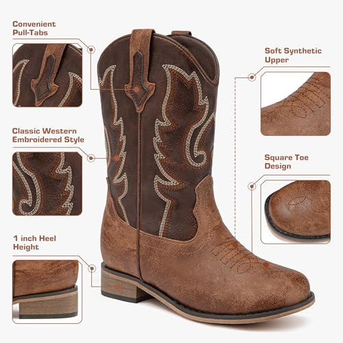 Image of Motasha Girls Cowgirl Boots Unisex-Child Mid Calf Glitter Toddler Cowboy Boot Little Big Kids Western Riding Shoes