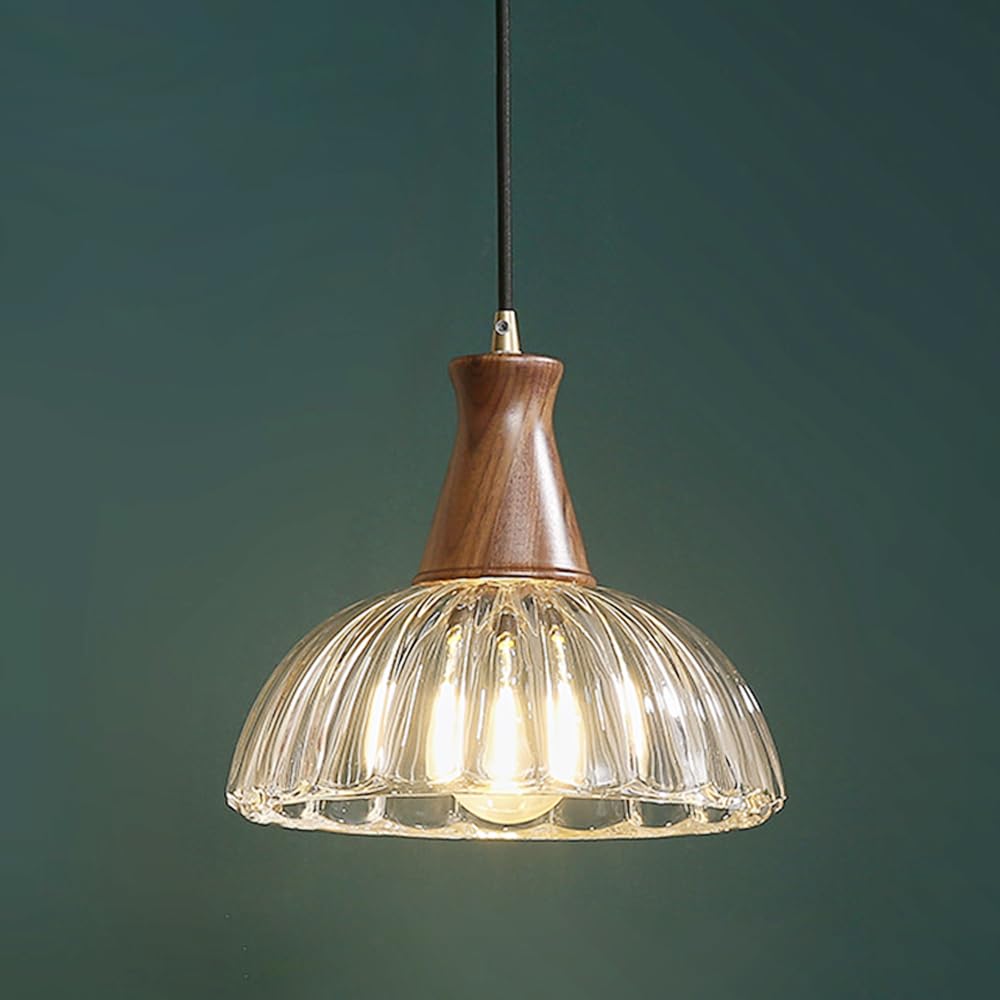 Lámparas de suspensión para comedor estilo industrial con madera auténtica
