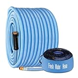 Kohree 75FT Upgraded RV Water Hose, 5/8' Premium Drinking Water Hose for Camper, Leak Free, No Kink, Flexible Garden Hose 75 ft with Storage Bag, Reinforced PVC Design w/Strain Relief Ends - Blue