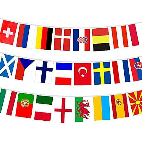 MTMY 2021 European Football Championship Football Fan Flags , 24 Countries Flags Banner Football Party Decorations, 14x21cm Fabric Bunting For Bar, Garden, Party Decoration and Restaurant Cover