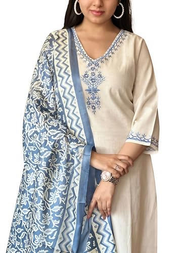 Image of Khadi Kurtaset With Khadi Silk Dupatta For Womens