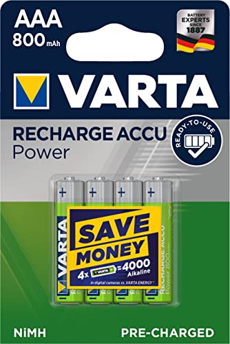 VARTA Blister de 4 Accu NiMH 'Longlife Accu' 800 mAh Micro AAA/HR03