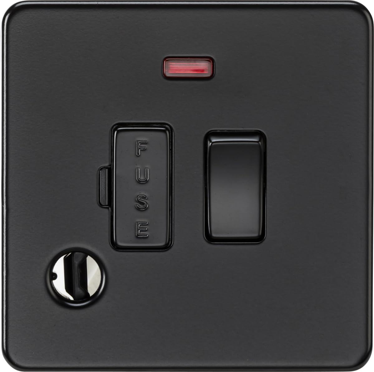Knightsbridge Matt Black 13A Switched Fused Spur With Neon And Flex Outlet