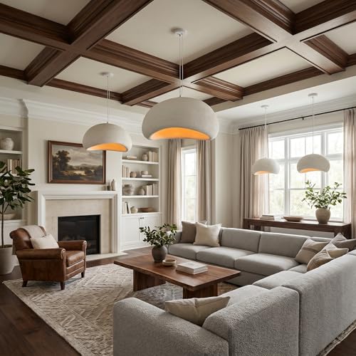 JAYMP 60cm Wabi Sabi Pendant Light for Dining Room Kitchen Island Hallway Restaurant Modern Hanging Lamp E26 Base Japanese Style Bird Nest Shape Lighting Fixture (Matte White,B Shape, 60cm/23.6in) by JAYMP - Image 2