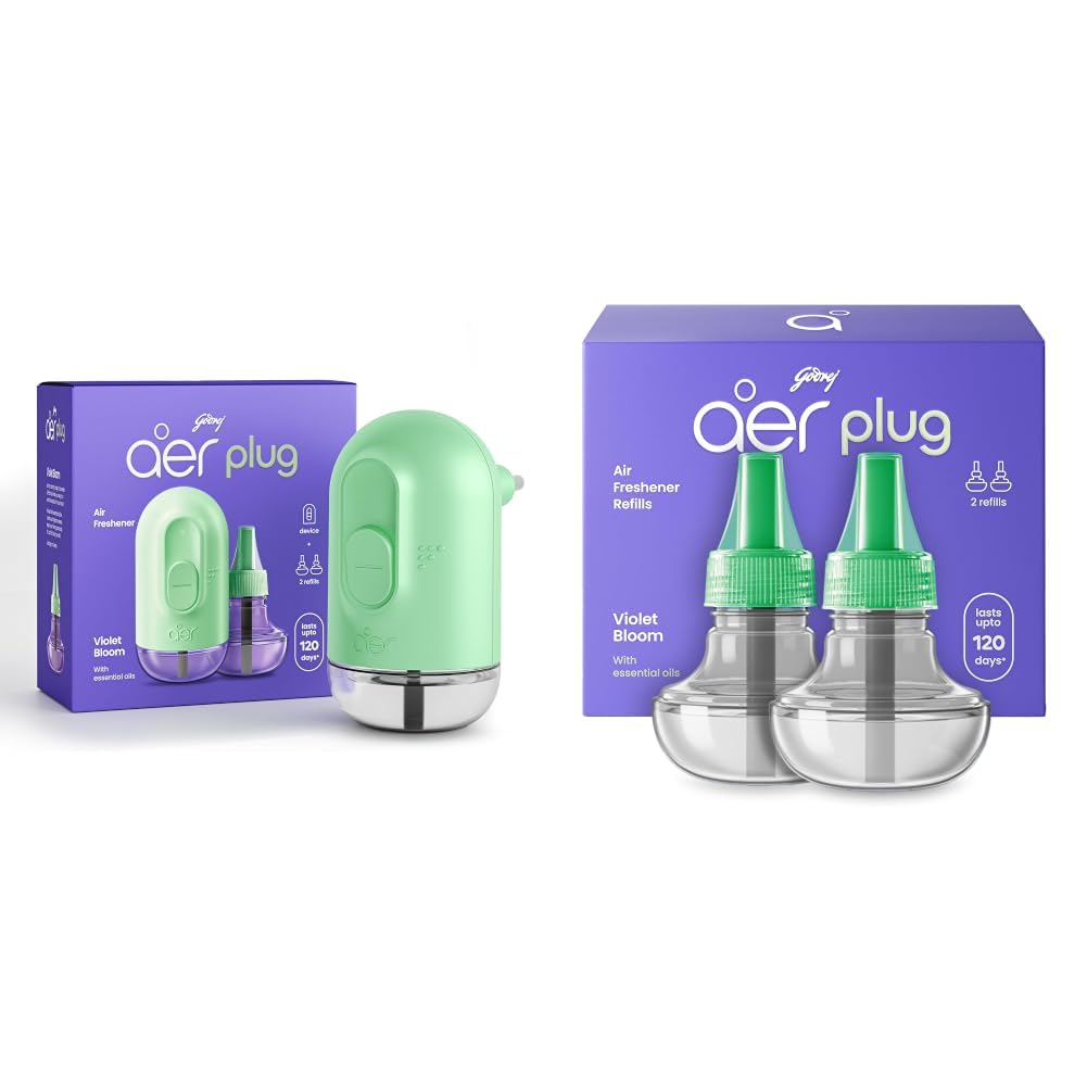 Godrej aer Plug Electric Air Freshener (Machine + 2 Refills (25ml each) | Violet Bloom | Lasts up to 120 days & Plug Electric Air Freshener 2 Refills (20ml each) | Violet Bloom | Lasts up to 120 days-image-10