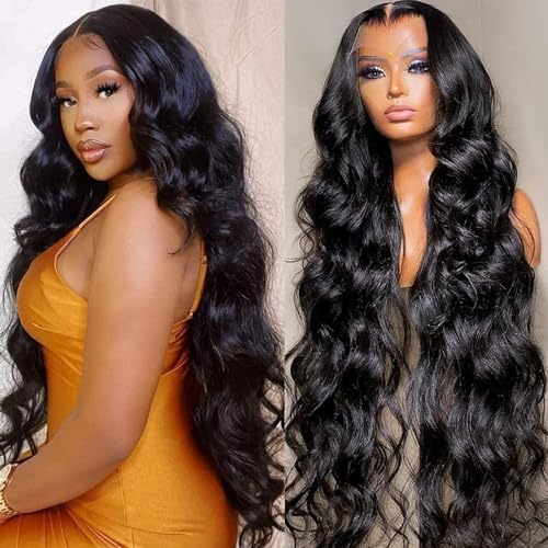 BELE 34 Inch 13x6 Lace Front Wigs Human Hair 180% Density Body Wave HD Lace Front Wigs Pre Plucked Glueless Wigs for Women Body Wave Lace Front Wigs Human Hair