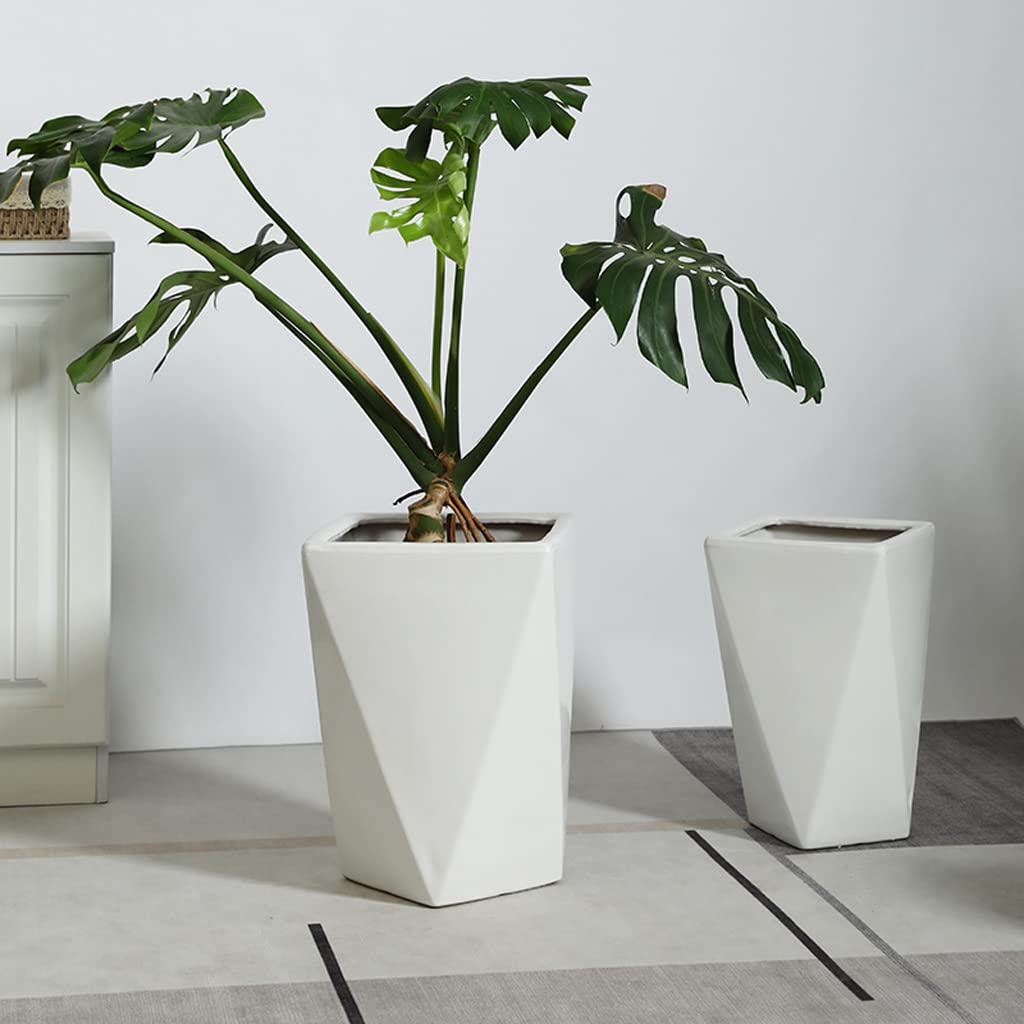 Vasi da Giardino Vasi da Fiori a Geometria Moderna, vasi per Piante in Ceramica per Interni ed Esterni con Fori di drenaggio per Decorazioni per la casa e L'Ufficio, Bianco