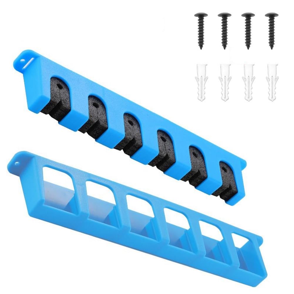 Osmond Vertical Fishing Rod Holders Holds Up to 6 Rods, for Garage Installation, Fishing Rod Holder, Wall Mounted Fishing Pole Rack Blue