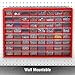 64-Drawer Storage Organizer - Plastic Drawers for Organization - Desktop or Wall-Mounted Container for Hardware, Tools, and Beads by Stalwart (Red)