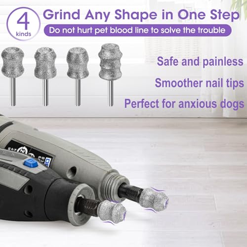 Image of for Dremel - Dog Nail Grinder Attachment - Pet Nail Trimmer Bits Won't Pull Hair or Get Hot for Large Medium Small Dogs Pack of 4
