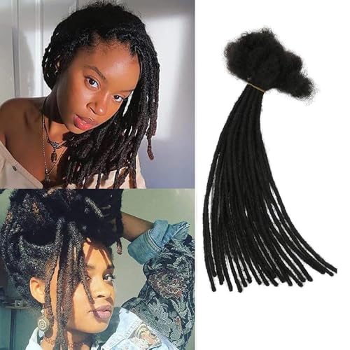 0.4cm & 0.6cm Width, 4-14 Inches10, 30, 60, 100 Strands Options 100% Real Human Hair Dreadlock Extensions for Men/Women/Kids, Handmade Permanent Loc Extension Bundles (0.6cm, 8inches, 60Strands)