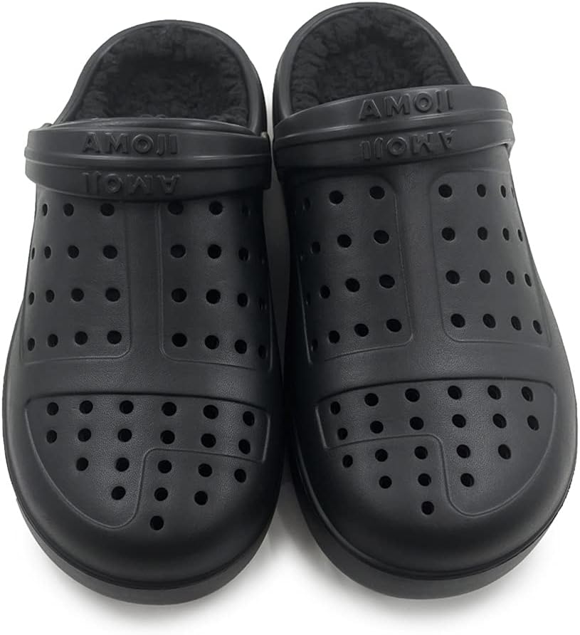 Amoji Unisex Winter Fleece Clog Fur Lined Garden Shoes House Slippers D8818 - Image 5