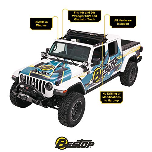 image for Bestop 5245435 Black Diamond Sunrider for Hardtop 2018-Current Jeep Wr