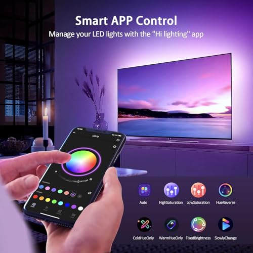 Image of Nexillumi HDMI LED Lights for TV, 32.8ft TV LED Backlight for 70-100 Inch, RGB LED Strip Lights Behind TV, APP Remote Control Music Sync TV Led Lights for Bedroom