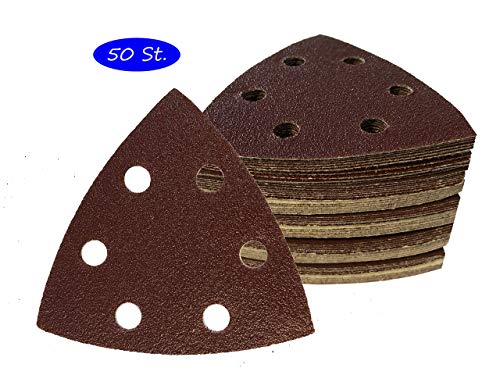 Goodway Lot de 50 triangles de meulage 93 x 93 x 93 mm, Grain 40 pour ponceuse Delta 6 trous