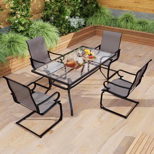 Image of GIANTEX Patio Dining Chairs Set of 4, High Back Outdoor Patio Chairs with Metal C Spring Frame, Heavy Duty Outside Dining Chairs for Porch Lawn Garden Backyard Balcony Pool, Grey