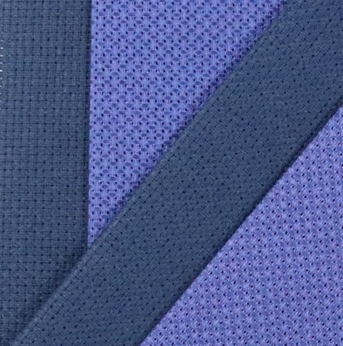 Image of KCS 4 /6 pc of 12 inch x 18 inch(30cmx45cm) 16 Count Cotton Aida Cloth Cross Stitch Fabric (4 pc, Royal Blue+Navy Blue)