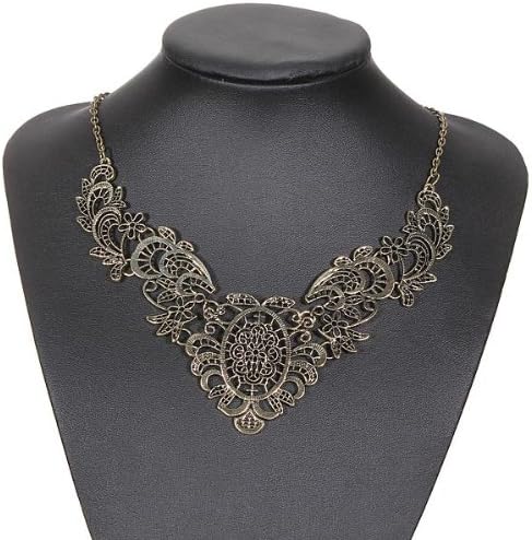 Vintage Flower Statement Choker Necklace Jewelry Bronze