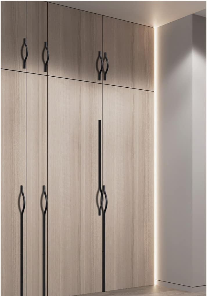 Cabinet Handles, 2pcs Kitchen Cupboard Bow Pulls Aluminum Alloy Drawer Bathroom Knobs Door Levers Pull Hardware(Black,Total Length 1200mm)