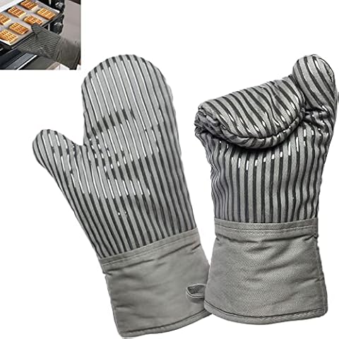 Extra Long Silicone Oven Mitts, Durable 2 Silicone Kitchen Heat Resistant 500 ºF Oven Gloves Pot Holder, Non-Slip Grip, Good Flexibility, Protect Hands, for Kitchen BBQ, Baking, Cooking, Grilling Cover