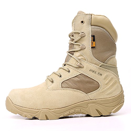 QMFIVE Noir Les Hommes de Plein air Haut désert Brown antidérapantes Tactique Voyage Guerre terrestre en Bottes (US10-UK9-EU43)