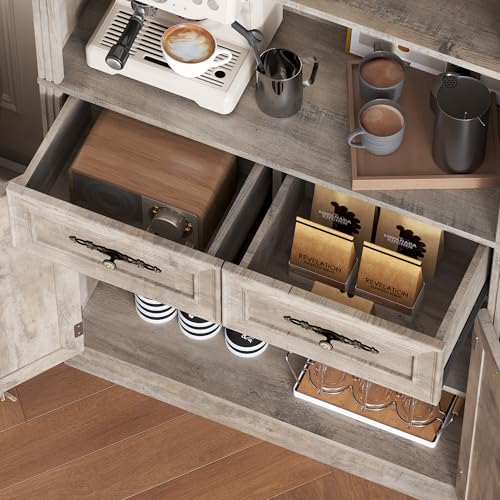 Image of BORNOON 70.1 inch Tall Bookshelf with Drawers & Cabinet, 5-Tier Floor Standing Bookcase with Storage Doors, Adjustable Shelves & Metal Handles, 31.5 inch Wide Organizer for Home Office, Living Room