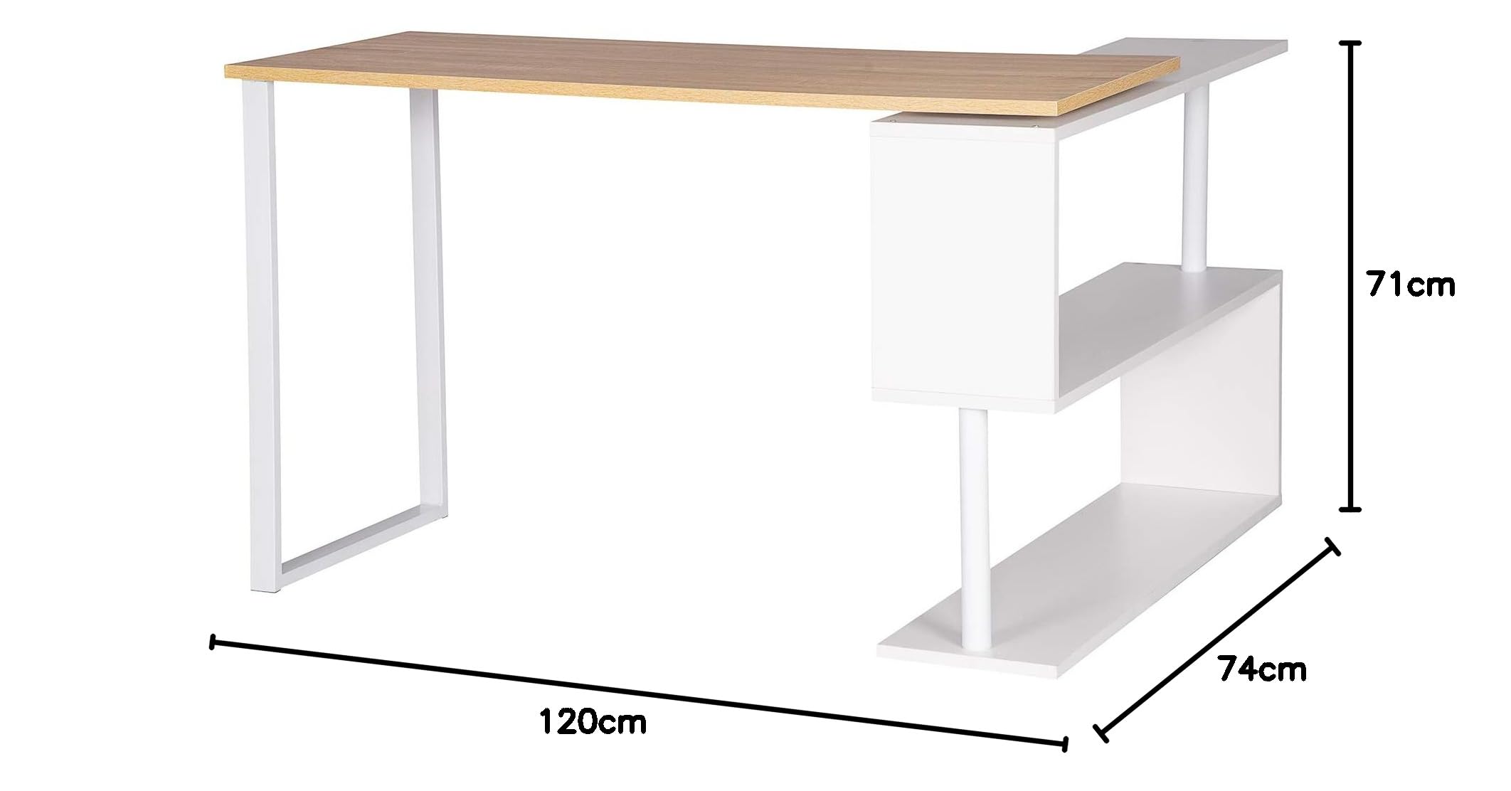 WOLTU® TSG25gr Bureau d'ordinateur avec 2 étagères,Table de Bureau