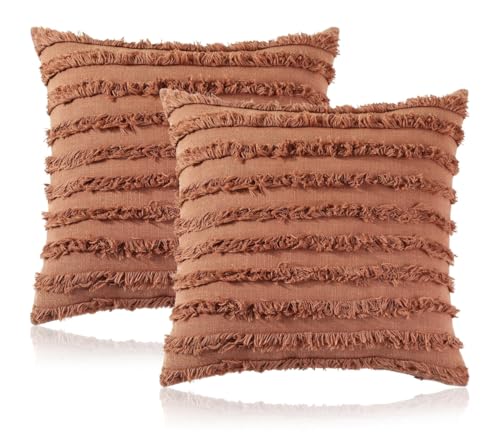 Image of TODY Cotton Cushion Cover 18 inch x 18 inch Set of 2 | 100% Cotton 18x18 inch Cushion Covers | Boho 1818 Cushion Cover for Sofa | Throw Pillow Cover 45 x 45cm