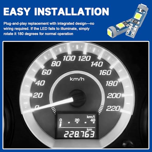 12 Bombillas LED T5 para tablero de coche blanco miniatura 6