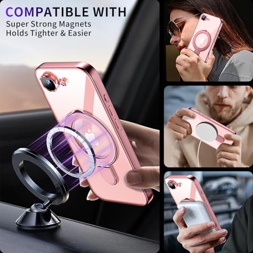Image of Magnetic for iPhone 16E /17E Case with Invisible Stand[Compatible with MagSafe][Full Camera Lens Protector][Military Drop Protection] Shockproof Not Yellowing Clear Slim Soft for Women Men