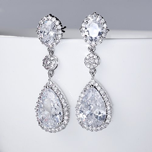 SELOVO Teardrop Drop Dangle Earrings Silver Tone Party Jewelry2